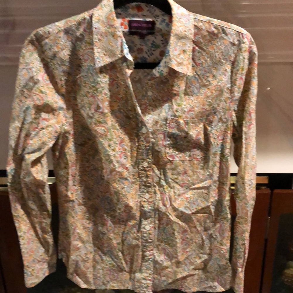 Liberty art fabric shirt 100% cotton Sz S